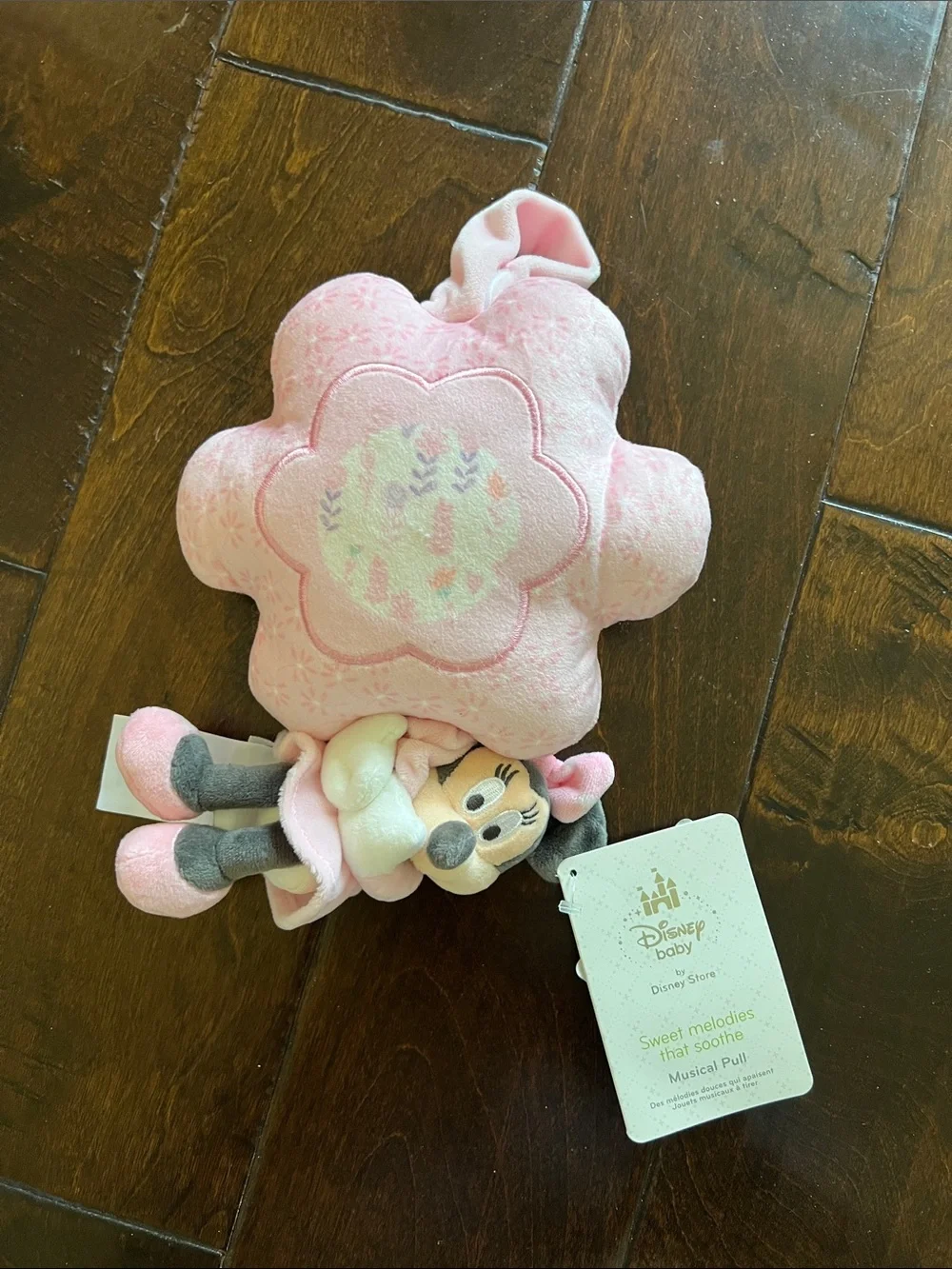 Disney Pink Minnie Mouse Hanging Plush Musical Pull Toy
